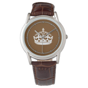 Classic Keep Calm Crown on Chocolate Brown Watch