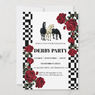 Classic Kentucky Derby Party Invitation   Red Rose