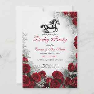 Classic Kentucky Derby Party Invitation Red Roses 