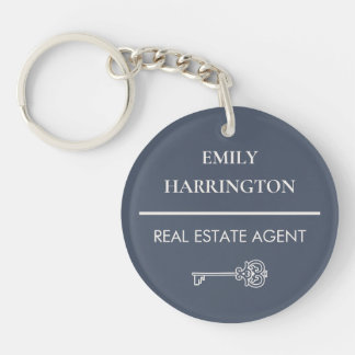 Classic Key Grey Real Estate Agent Keychain