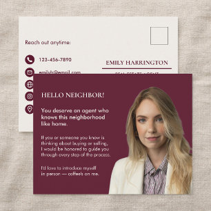 Classic Key Introduction Maroon Real Estate Agent Postcard