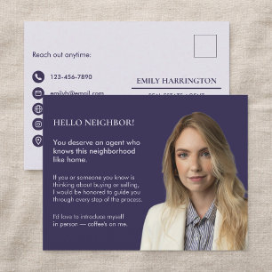 Classic Key Introduction Purple Real Estate Agent Postcard