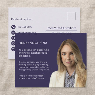 Classic Key Introduction Purple Real Estate Agent Postcard