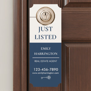 Classic Key Just Listed Navy Real Estate Agent Door Hanger