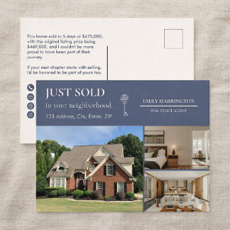 Classic Key Just Sold Gray Real Estate Agent Postcard
