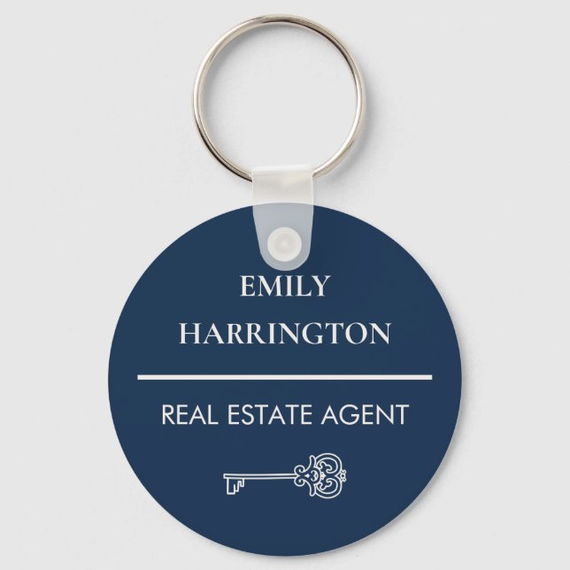 Classic Key Navy Real Estate Agent Keychain (Front)