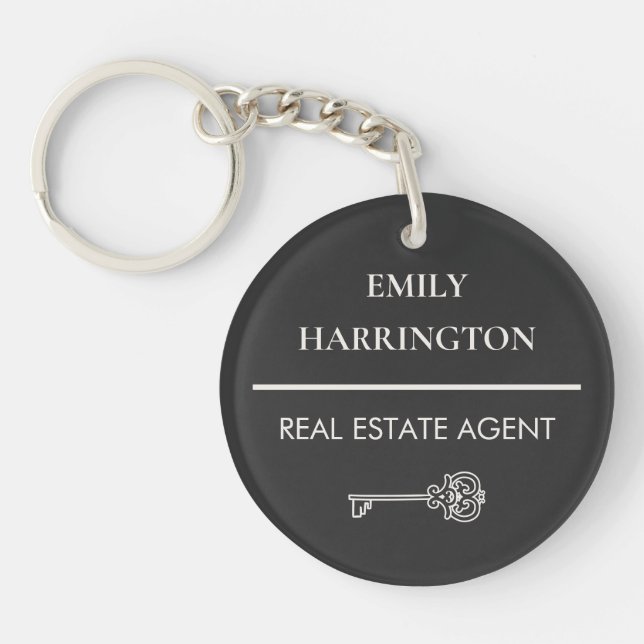 Classic Key Neutral Real Estate Agent Keychain (Front)