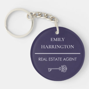 Classic Key Purple Real Estate Agent Keychain
