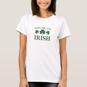 Classic Kiss Me, I'm Irish T-Shirt 3 Clover Design