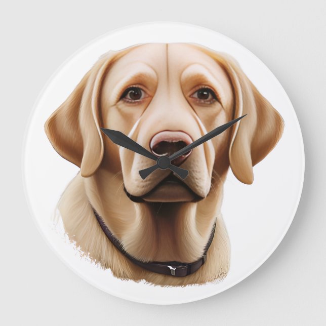 Classic Labrador Retriever Illustration Large Clock (Front)