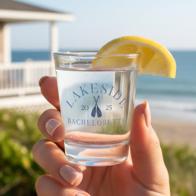 Classic Lake Bachelorette Girls Weekend Shot Glass (Kick back at the lake with this coastal Classic Lake Bachelorette Girls Weekend Shot Glass!)
