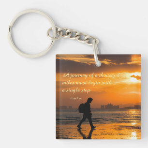 Classic Lao Tzu Journey Quote Keychain