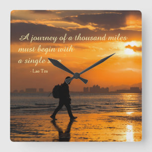Classic Lao Tzu Journey Quote Square Wall Clock