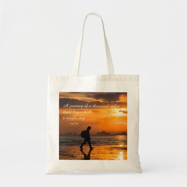 Classic Lao Tzu Journey Quote Tote Bag (Front)
