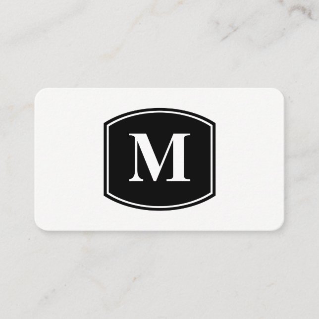 Classic Large Monogram / Black and White Business Card (Front)
