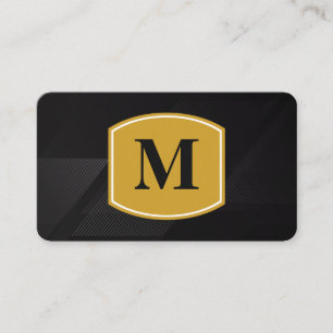 Classic Large Monogram / Black with Lines Business Card
