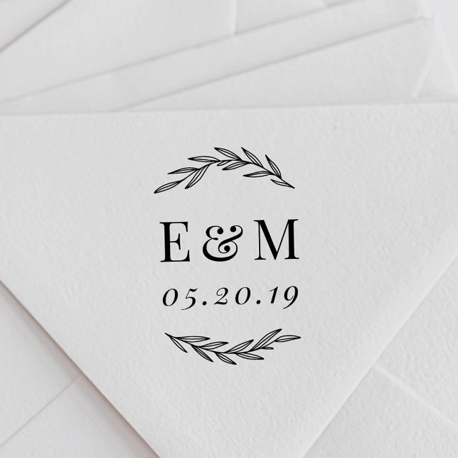 Classic Laurel Wedding Monogram Rubber Stamp (Creator Uploaded)