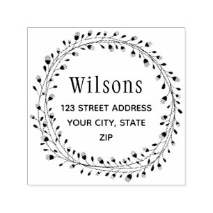 Classic Laurel Wreath Family Name Self-inking Stamp