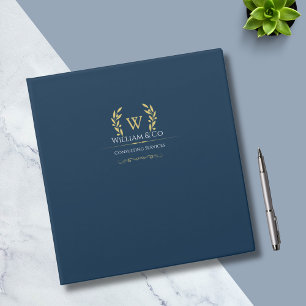Classic Laurel Wreath Navy Blue Gold Monogram Binder