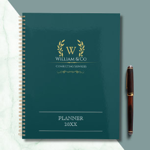 Classic Laurel Wreath Turquoise Gold Monogramme