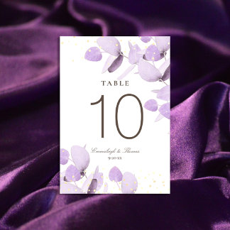 Classic Lavender Eucalyptus Glitter Wedding Table Number