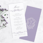 Classic Lavender Floral Border Wedding Menu<br><div class="desc">Elegant lavender floral border wedding menu with a floral crest and monograms on the back.
For more advanced customization of this design,  please click the DESIGN TOOL BUTTON above!</div>