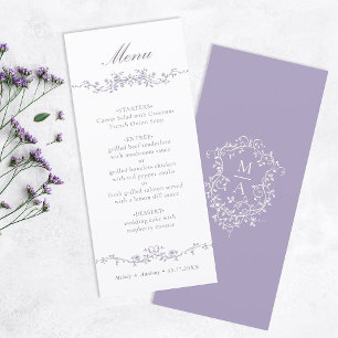 Classic Lavender Floral Border Wedding Menu