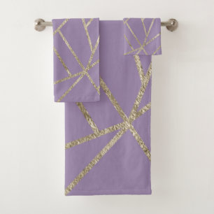 Classic Lavender Gold Geo #1 Bath Towel Set