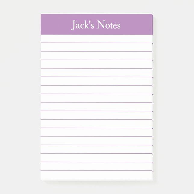 Classic Lavender Lined Personalized Post-it Notes (Front)