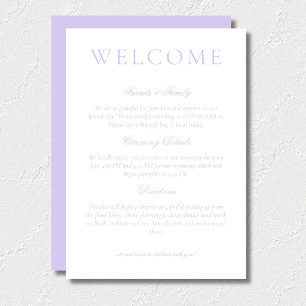 Classic Lavender Minimalist Wedding Welcome Program