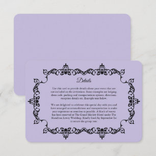 Classic Lavender Purple Ornately Framed Wedding Enclosure Card