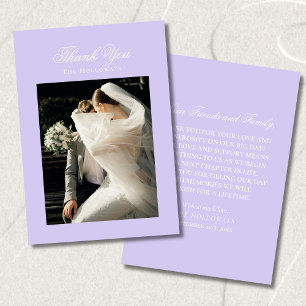 Classic Lavender Wedding Photo Thank You Card