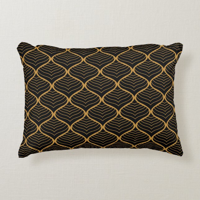 Classic Leaves Art Deco Pattern Accent Pillow (Front)