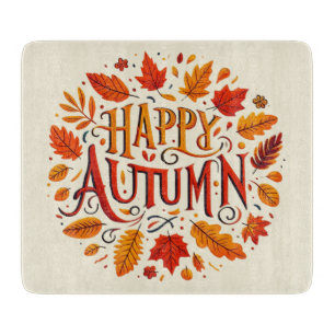 classic leaves & Happy Autumn Cutting Board