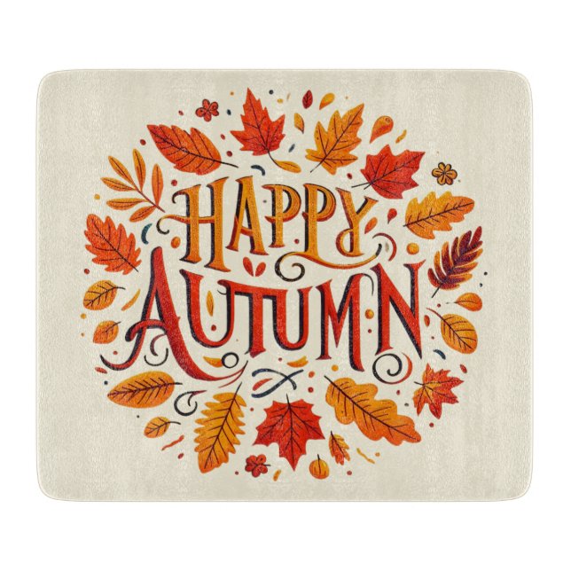 classic leaves & Happy Autumn  Cutting Board (Front)