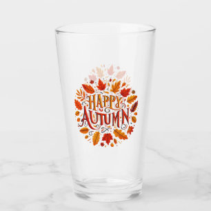 classic leaves & Happy Autumn  Glass