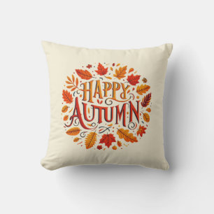 classic leaves & Happy Autumn Throw Pillow