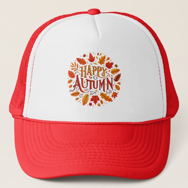 classic leaves & Happy Autumn  Trucker Hat (Front)
