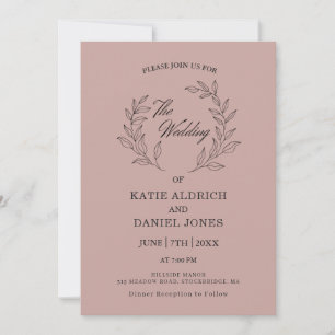 Classic Leaves Lilac Purple QR Code Wedding Invitation