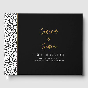 Classic Leaves Pattern Wedding Guest Book