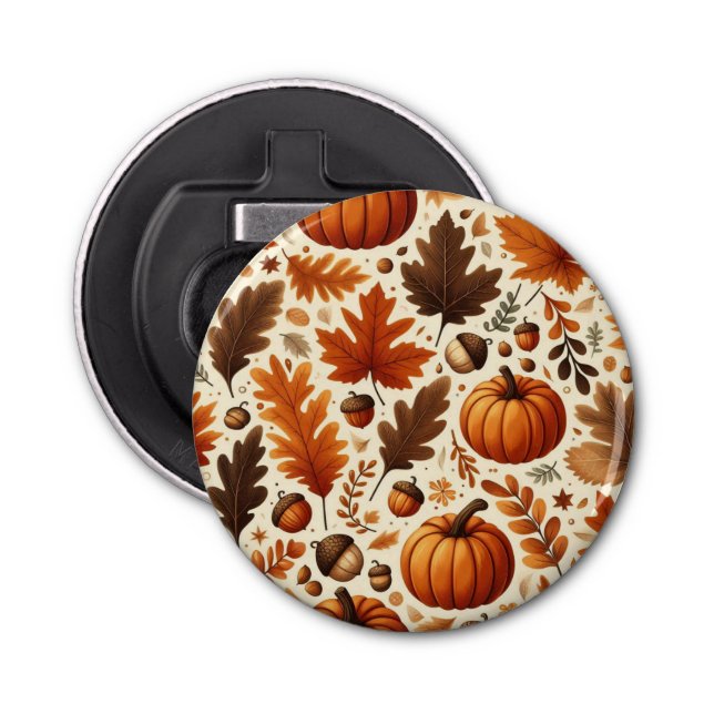 classic leaves/pumpkins/acorns Autumn  Bottle Opener (Front)