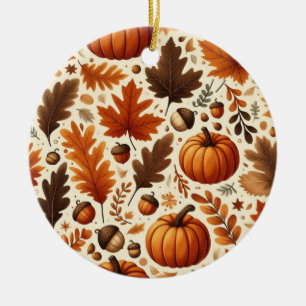 classic leaves/pumpkins/acorns Autumn Ceramic Ornament