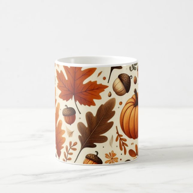 classic leaves/pumpkins/acorns Autumn  Coffee Mug (Center)