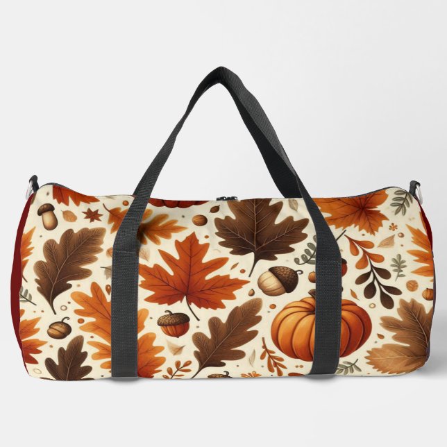 classic leaves/pumpkins/acorns Autumn  Duffle Bag (Front)