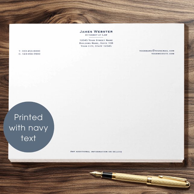 Classic Legal Attorney at Law Navy 11" x 8.5" Notepad (Creator Uploaded)