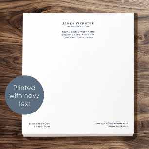 Classic Legal & Professional Attorney at Law Navy Notepad