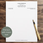 Classic Legal & Professional Business Black Letterhead<br><div class="desc">Make a professional impression with this classic letterhead design. Its traditional typography and formal layout create a timeless look. Personalize the template with your name, profession, address, telephone number, website and email. Additional information can be included below. This editable design is ideal for a wide range of professionals, including lawyers,...</div>