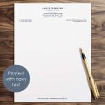 Classic Legal & Professional Business Navy Blue Letterhead<br><div class="desc">Make a professional impression with this classic letterhead design. Its traditional typography and formal layout create a timeless look. Personalize the template with your name, profession, address, telephone number, website and email. Additional information can be included below. This editable design is ideal for a wide range of professionals, including lawyers,...</div>