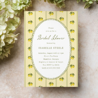 Classic Lemon Stripe Pattern Bridal Shower Invitation
