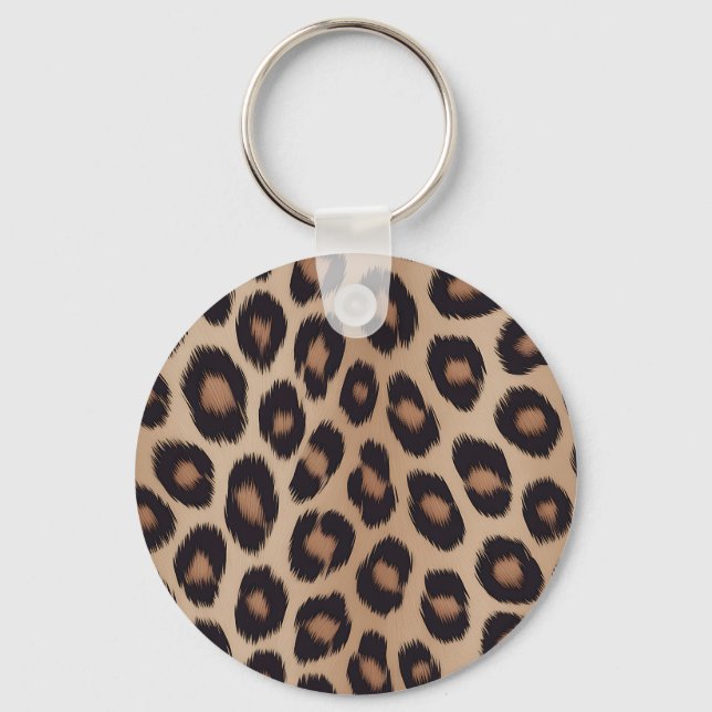 Classic Leopard Animal Print Brown Cheetah Keychain (Front)
